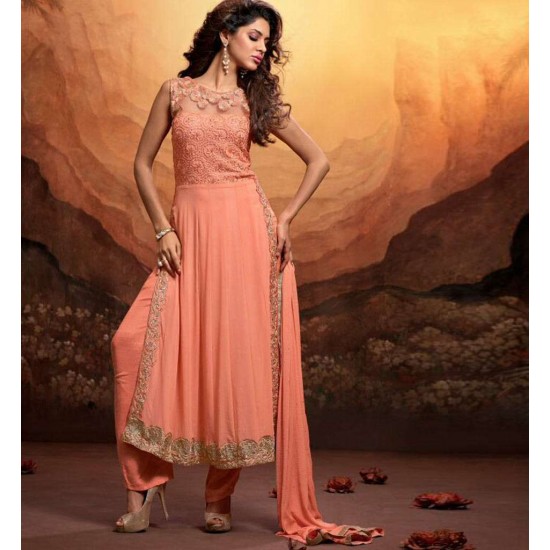 MSH180 Peach Echo MASKEEN BY MAISHA GEORGETTE SALWAR SUIT