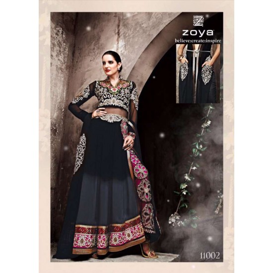 black indian dress for party Indian Designer Black Lehenga Choli in Georgette With Sequins Zari  Embroidered Work Wedding Lehenga Party Wear Lehenga for women Black Dress |  Ready To Wear main image 0