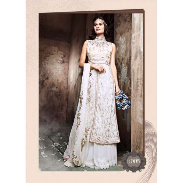 White Indian Designer Wedding Dress Heavy Embroidered Suit