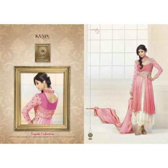 Pink and White FLORAL KARMA DESIGNER WEAR DRESS