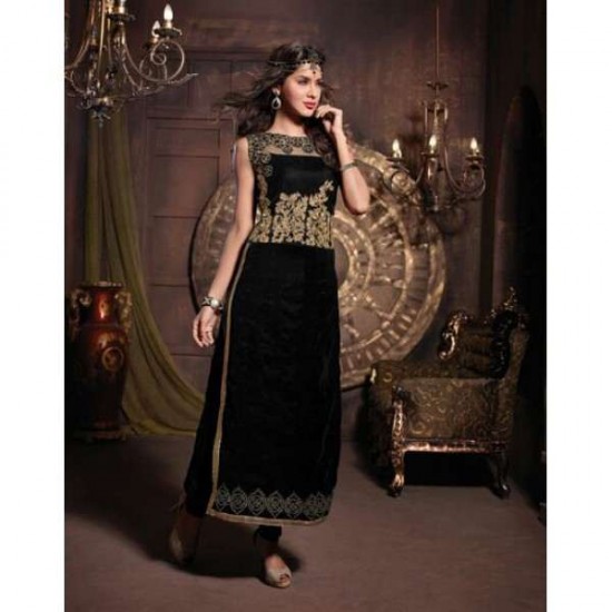 Black MASKEEN BY MAISHA DETAILED EMBROIDERED WINTER WEAR DESIGNER SUIT ( Replica)