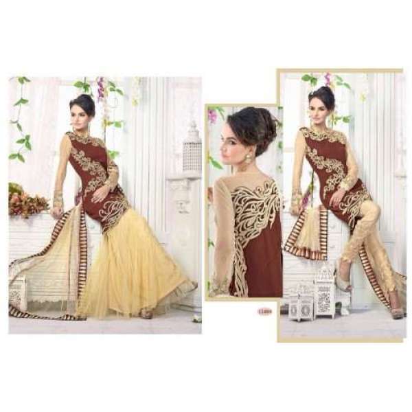 Brown Z PLUS DETAILED EMBROIDERED WEDDING WEAR DRESS