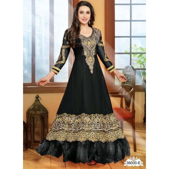 Nonpareil Floor Touch Georgette Anarkali Karishma Kapoor Black