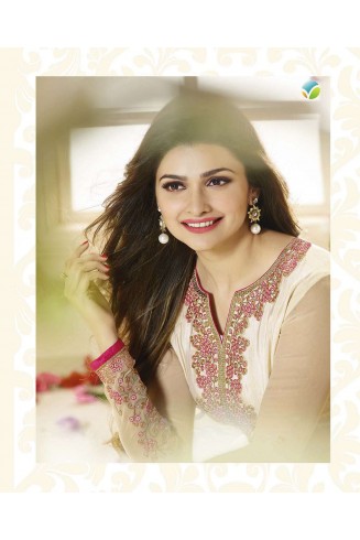 SLK2852 - Pink and White Kaseesh Silkina Royal Crepe 3 Salwar Kameez Suit