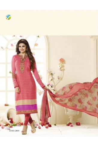 SLK2855 - Pink Kaseesh Silkina Royal Crepe 3 Salwar Kameez Suit