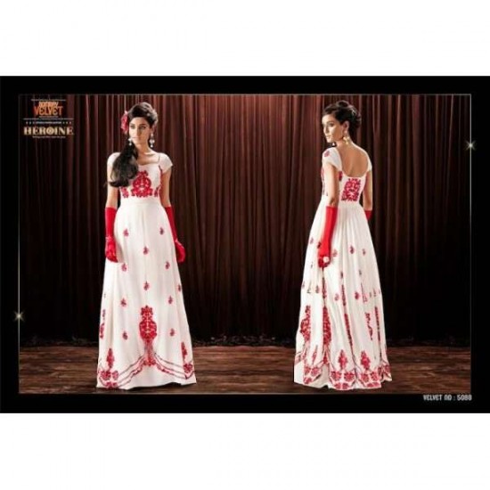 White & Red Indian Party Wear Gown