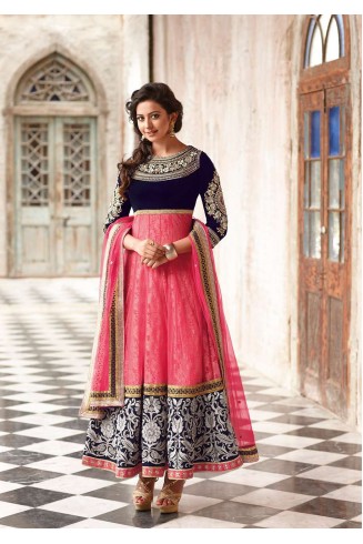 Pink and Purple Floral Rakul Preet Designer Wear Anarkali