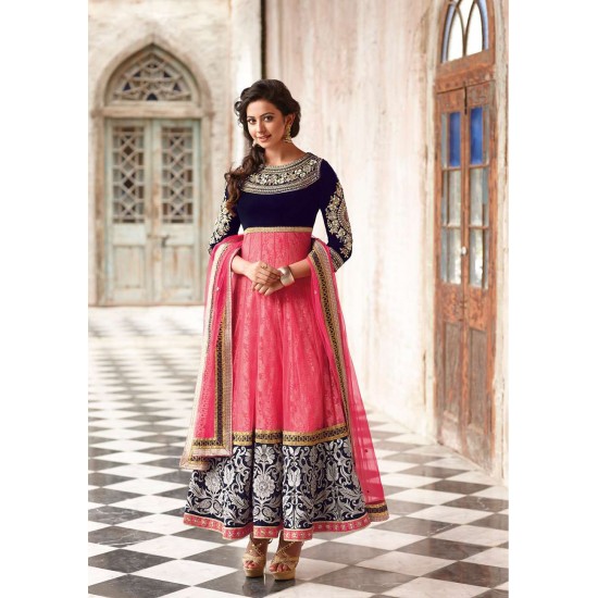 Pink and Purple Floral Rakul Preet Designer Wear Anarkali