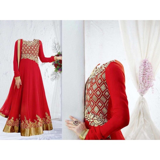 Red Party Anarkali Wedding Wear Dress