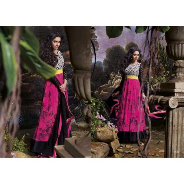 Black & Purple Indian Designer Anarkali Dress