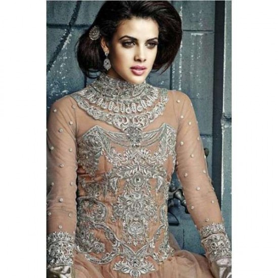 Beige Stunning Hariette Anarkali Salwar Suit 56007 