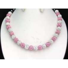BEAUTIFUL PINK AND SILVER NEW FULL CRYSTAL NECKLACE