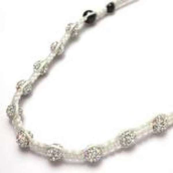 BEAUTIFUL WHITE THREADED CRYSTAL BALLS NECKLACE
