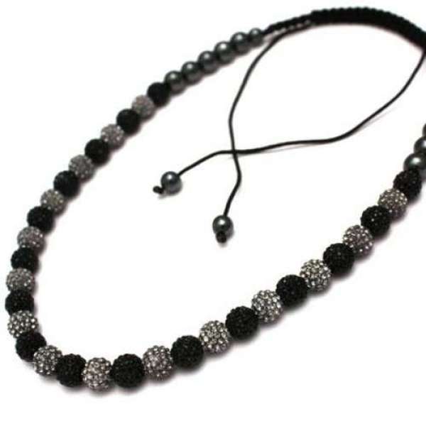 FULL GREY AND BLACK CRYSTAL NECKLACE