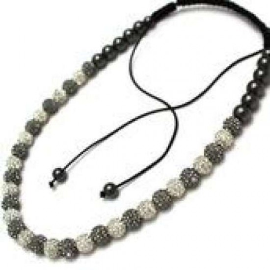 GORGEOUS NEW FULL LILAC GREY & CLEAR CRYSTAL BALLS NECKLACE