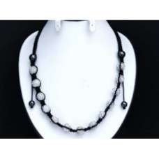 BLACK AND SILVER WHITE UNISEX CRYSTAL BALL NECKLACE