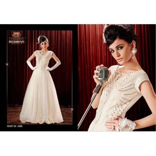 ZHR5085 White Stunning New Anushka Sharma Bombay Velvet Gown Anarkali Dresses 