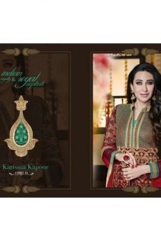 Green & Maroon Embellished Georgette Anarkali Suit