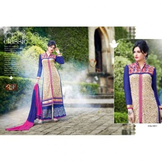 Gold Net Dress Blue Palazzo Trousers Pink Suit