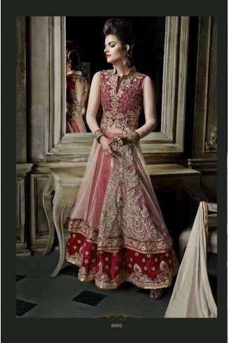 Red & Beige Indian Party Wedding Dress