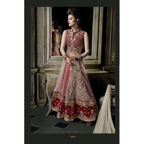 Red & Beige Indian Party Wedding Dress