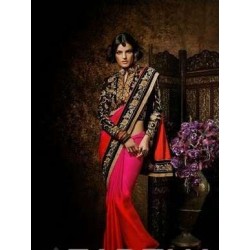 Black Hot Pink Saree For Wedding And Parties Black Hot Pink Saree For Wedding And Parties