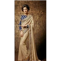 Blue and Golden KHAWAB WEDDING WEAR SAREE  Blue and Golden KHAWAB WEDDING WEAR SAREE