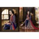 Navy Blue Red Front Slit Indian Party Wear Dress