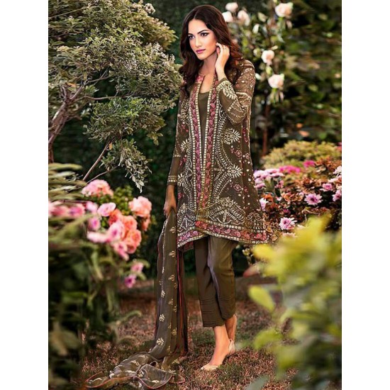 Z DECENT BROWN MEHNDI COLOUR PAKISTANI STYLE SALWAR KAMEEZ SUIT