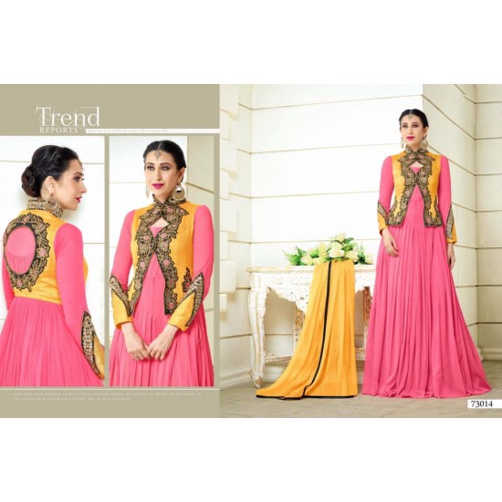 Pink & Yellow Indian Anarkali Dress Wedding Gown 