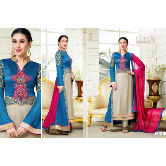 Blue Pink Long Dress Indian Salwar Suit 