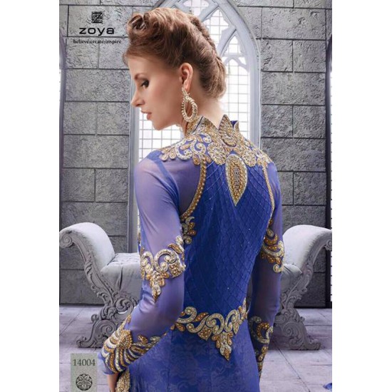 Royal Blue Center Slit Anarkali Suit Indian Designer Dress