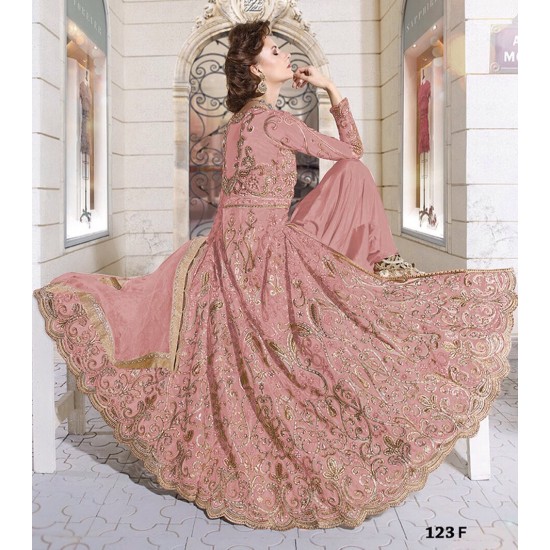 ROSE PINK ZOYA STYLISH WEDDING WEARPARTY DRESS 4 PIECE SUIT