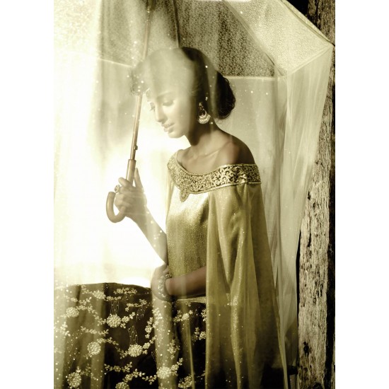 ZF15005 GOLD AND PURPLE ZOYA FEELINGS WEDDING WEAR VELVET DRESS