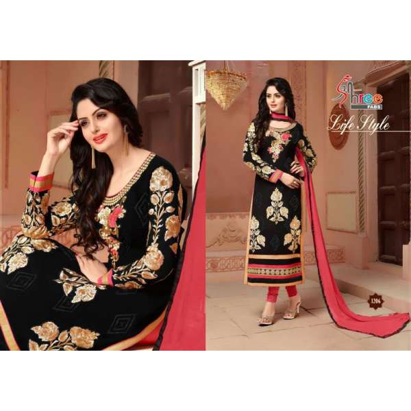 1204 Black and Pink First Choice Embroidered Salwar Kameez Suit