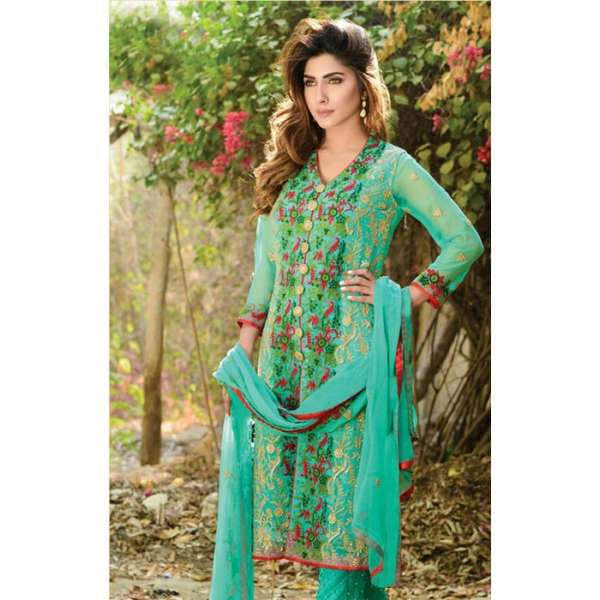 Green Embroidered Georgette Salwar Suit Pakistani Festive Dress