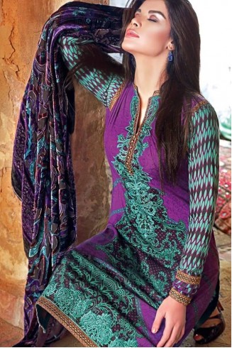 VL-25 PURPLE SILK VELVET GUL AHMAD SALWAR KAMEEZ SUIT [ Replica ]