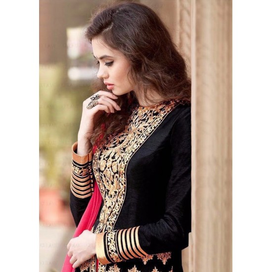 Black Pink Anarkali Suit Indian Wedding Dress