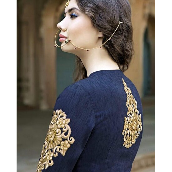 Navy Blue & Cream Indian Wedding Lehenga Designer Dress