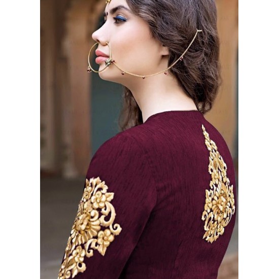 MA1506-D PURPLE MAYA SEMI STITCHED ANARKALI LEHENGA SUIT