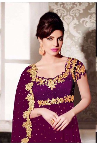 ZHR5123-A PURPLE HEROINE PRIYANKA CHOPRA STYLISH DRESS