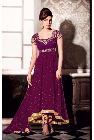 ZHR5123-A PURPLE HEROINE PRIYANKA CHOPRA STYLISH DRESS