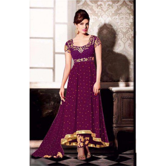 ZHR5123-A PURPLE HEROINE PRIYANKA CHOPRA STYLISH DRESS