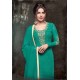 ZHR5135 GREEN HEROINE STARLET GEORGETTE STRAIGHT CUT STYLE SUIT