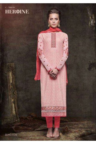 ZHR5134 ROSE QUARTZ PINK HEROINE STARLET GEORGETTE STRAIGHT CUT STYLE SUIT