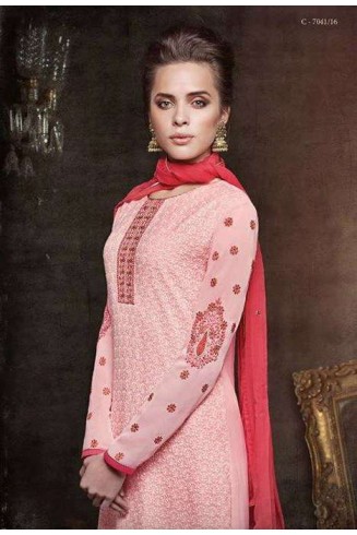 ZHR5134 ROSE QUARTZ PINK HEROINE STARLET GEORGETTE STRAIGHT CUT STYLE SUIT