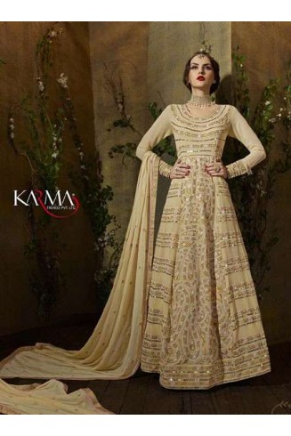 8107 CREAM KARMA TRENDS ANARKALI DRESS
