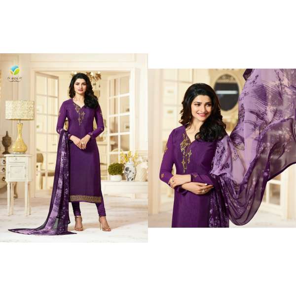 Purple Pakistani Salwar Kameez Punjabi Crepe Suit