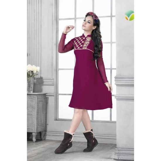 Elegant Maroon Kurti Pakistani Ladies Tops Tunics