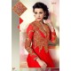 L19001 FIESTA RED LAVINA HEAVY EMBRIODERD DESIGNER DRESS